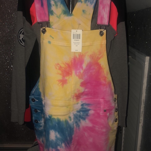Pants - Tie dye short overalls